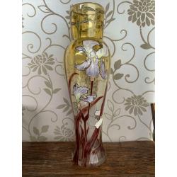 Vase En Verre Émaillé Legras Art Nouveau Iris Libelle 50cm!