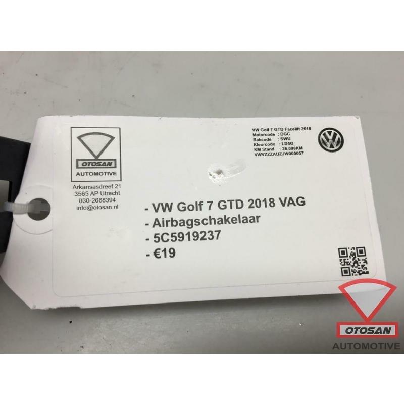 VW Golf 7 GTD 2018 VAG Airbagschakelaar Slot 5C5919237