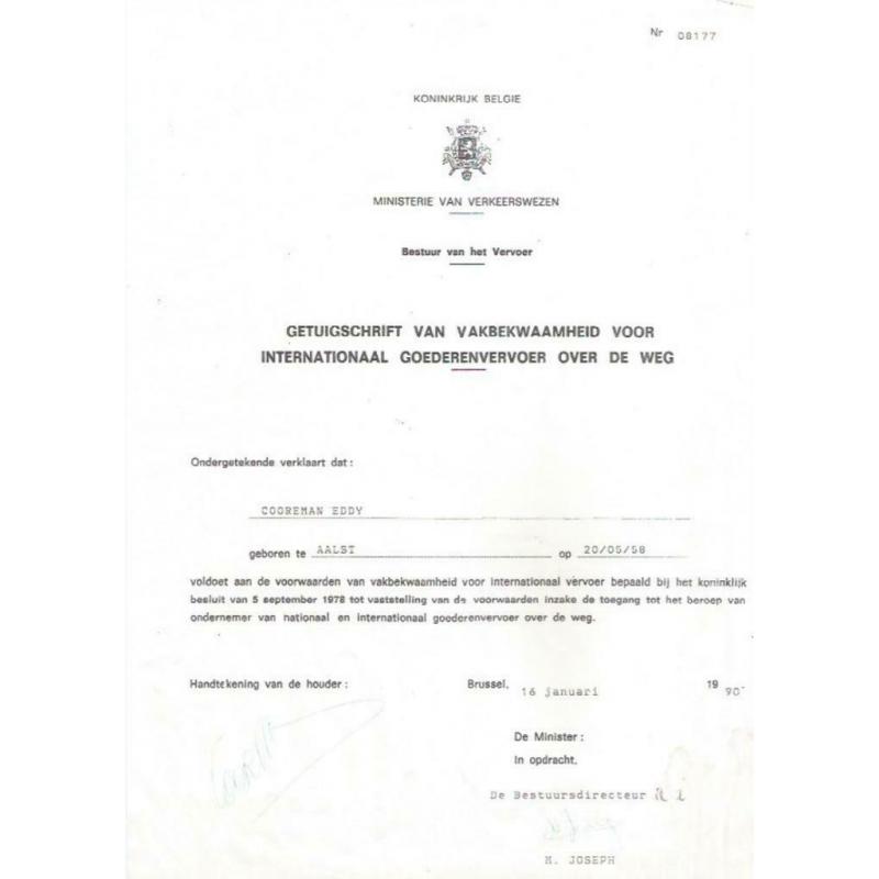 permis de transport Nat / INT / permis commissaire aux trans