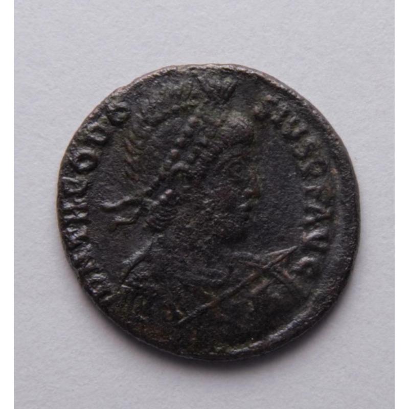 Pièce de monnaie romaine antique Theodosius I Ship
