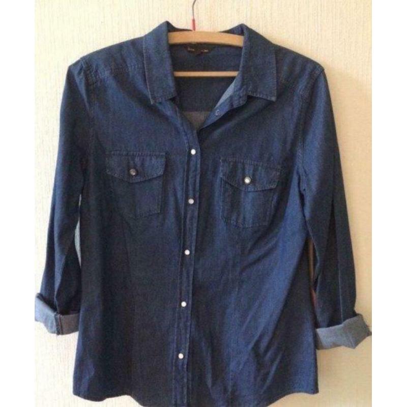 Sora: nieuw blauw jeanshemd/ bloes/blouse, mt 40